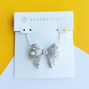 Krista Silver White Mix Bow Necklace by Kendra Scott